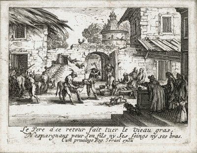 La vida del hijo pródigo ... (grabado) de Jacques Callot