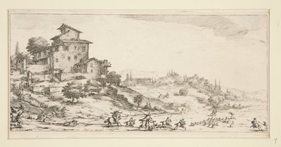 La chasse au cerf (Cacería de ciervos cerca de la mansión), de Paisajes para Giovanni de Medici de Jacques Callot