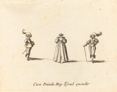 Dama vista desde atrás, y dos caballeros de Jacques Callot