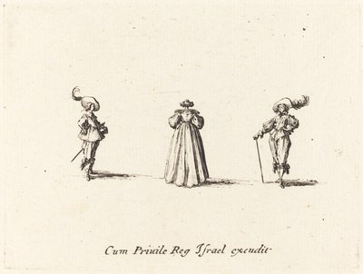 Dama vista desde atrás y dos caballeros, probablemente 1634 de Jacques Callot