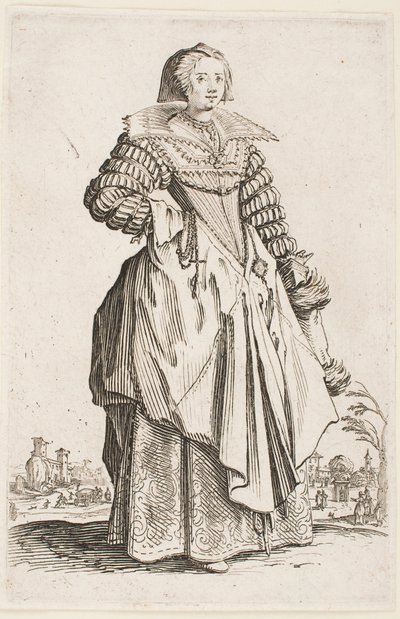 Dama de cuello ancho, de la serie “La nobleza de Lorena” de Jacques Callot