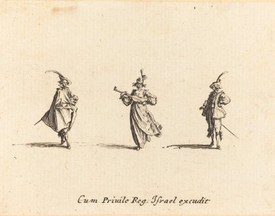 Dama con instrumento de cuerda y dos caballeros de Jacques Callot