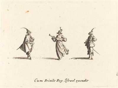 Dama con instrumento de cuerda y dos caballeros de Jacques Callot