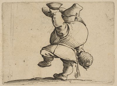 El Bebedor visto desde atrás, de Varie Figure Gobbi, suite llamada..., 1616-22 de Jacques Callot