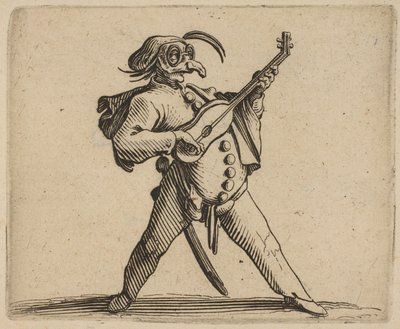 Le Comédien Masqué Jouant de la Guitare, 1616-22 de Jacques Callot