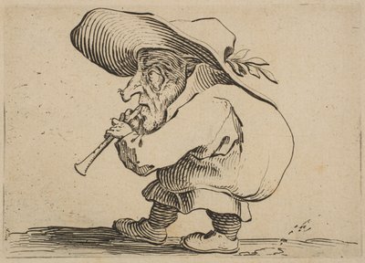 Le Joueur de Flageolet, de Varie Figure Gobbi, suite appelée a..., 1616-22 de Jacques Callot