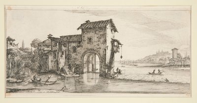 Le moulin a eau (El molino sobre el agua), de Paisajes para Giovanni de Medici de Jacques Callot