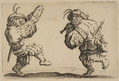 Los Bailarines con Flauta y Tamboril, 1617-20 de Jacques Callot
