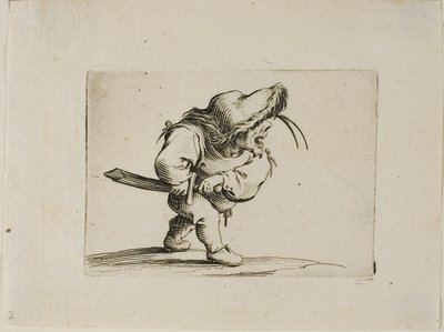 Hombre preparándose para desenvainar su espada, de Varie Figure Gobbi de Jacques Callot