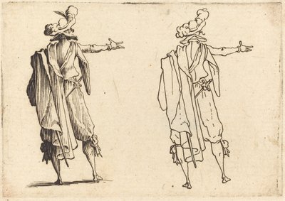 Hombre visto desde atrás con el brazo derecho extendido de Jacques Callot