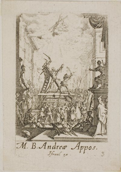 Martirio de San Andrés, lámina tres de Los martirios de los Apóstoles de Jacques Callot
