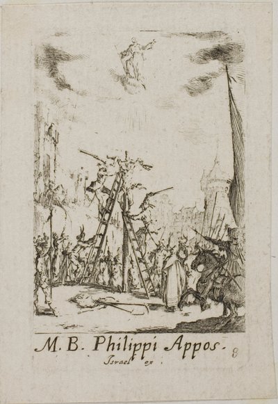 Martirio de San Felipe, lámina ocho de Los martirios de los Apóstoles de Jacques Callot