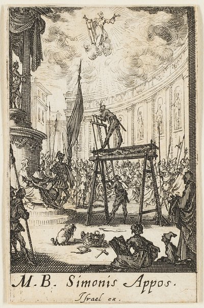 Martirio de San Simón, lámina diez de Los martirios de los Apóstoles de Jacques Callot