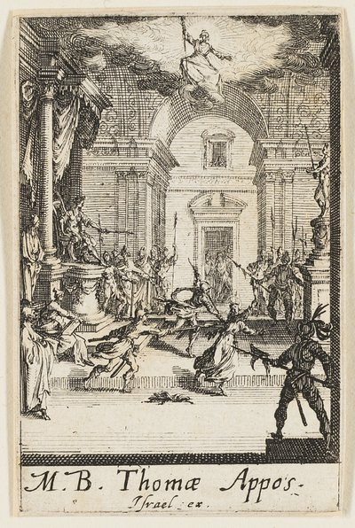 Martirio de Santo Tomás, lámina seis de Los martirios de los Apóstoles de Jacques Callot