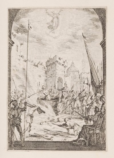 Martirio de San Juan Evangelista, n. 2 de El martirio de los apóstoles de Jacques Callot