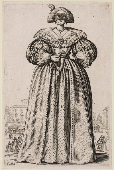 Dama enmascarada, de la serie “La nobleza de Lorena” de Jacques Callot
