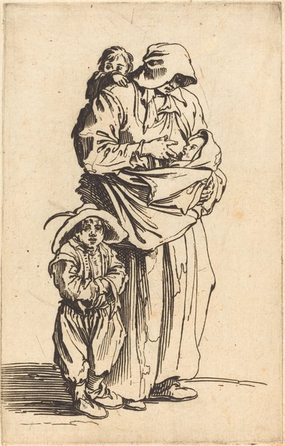 Madre y tres hijos, c. 1622 de Jacques Callot