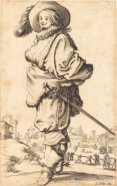 Hombre noble con plastrón de piel de Jacques Callot