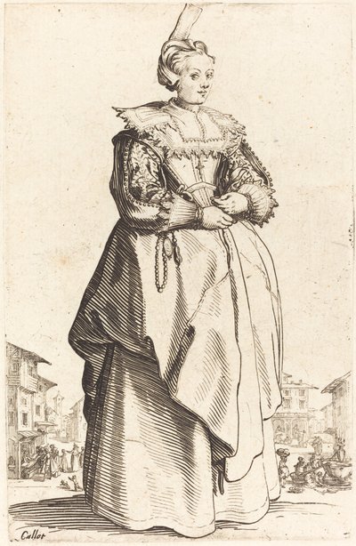 Mujer Noble con un Pequeño Sombrero, c. 1620-1623 de Jacques Callot