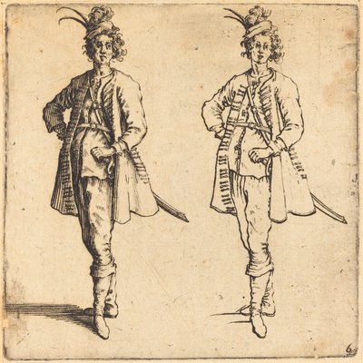 Oficial, vista frontal, 1617 y 1621 de Jacques Callot