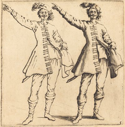 Oficial, con el brazo extendido, vista frontal de Jacques Callot