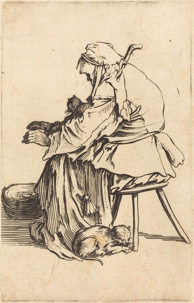 Anciana con Gatos de Jacques Callot