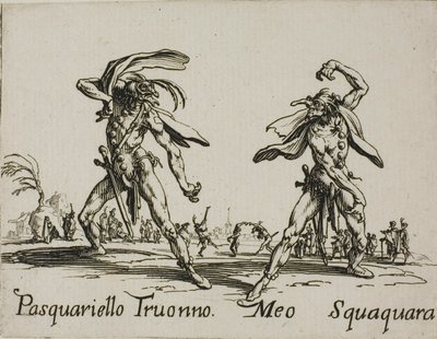 Pasquariello Truonno - Meo Squaquara, placa 20 de Balli di Sfessania de Jacques Callot