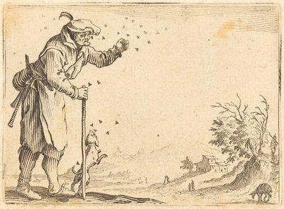 Campesino atacado por abejas, c. 1622 de Jacques Callot