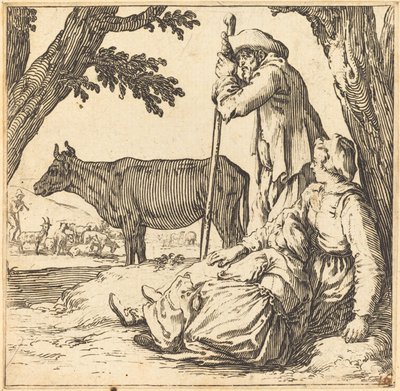 Pareja de Campesinos con Vaca de Jacques Callot