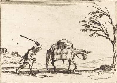 Campesino azotando a su burro de Jacques Callot