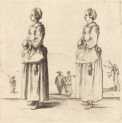 Mujer campesina, de perfil, mirando a la izquierda de Jacques Callot