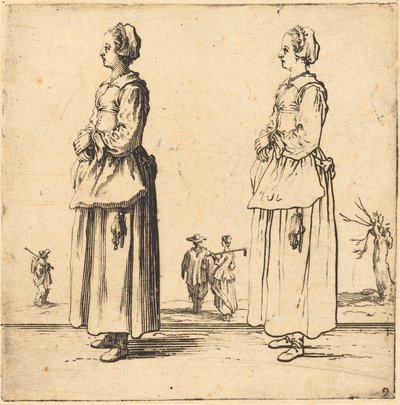 Mujer campesina, de perfil, mirando a la izquierda de Jacques Callot