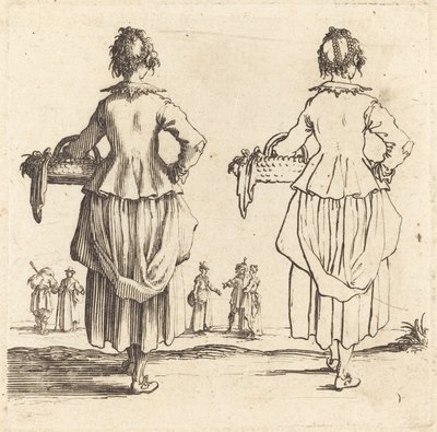 Campesina con cesta, vista desde atrás de Jacques Callot