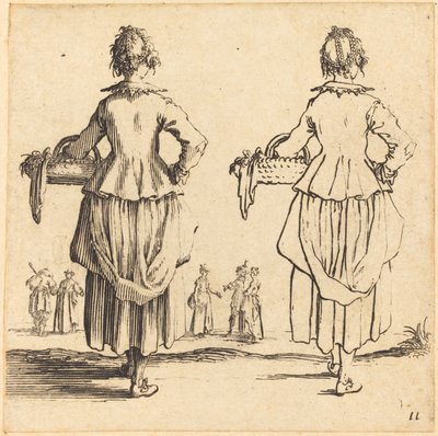 Campesina con cesta, vista desde atrás de Jacques Callot