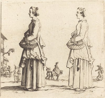 Campesina con Cesta, de Perfil, Mirando a la Izquierda de Jacques Callot