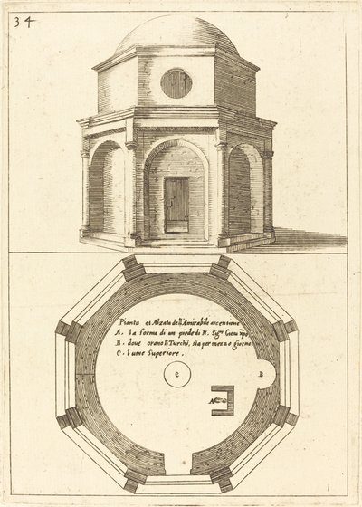 Plano y elevación de la Iglesia de la Ascensión de Jacques Callot