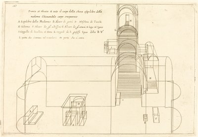 Plano y elevación de la iglesia del Sepulcro de la Madonna de Jacques Callot