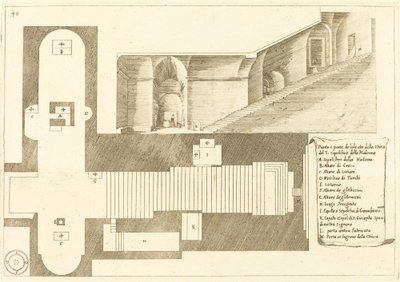 Plano y Parte de la Elevación de la Iglesia del Santo Sepulcro de la Madonna de Jacques Callot