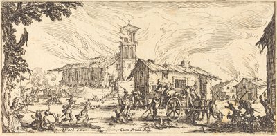 Devastación y quema de un pueblo, c. 1633 de Jacques Callot