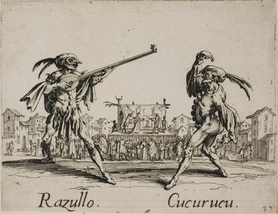 Razullo - Cucurucu, placa 19 de Balli di Sfessania de Jacques Callot