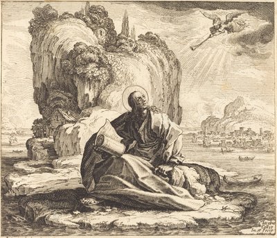 San Juan en la isla de Patmos, 1625 de Jacques Callot
