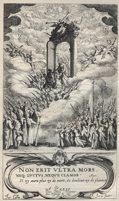 Santos y santas apresurándose a la puerta del Paraíso - composición y grabado de Jacques Callot (1592-1635) de Jacques Callot