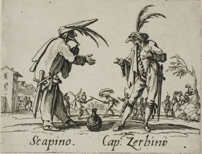 Scapino - Capitán Zerbino, placa 12 de Balli di Sfessania de Jacques Callot