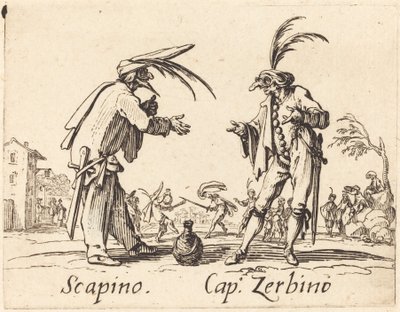 Scapino y Cap. Zerbino, c. 1622 de Jacques Callot