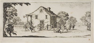 Escena de saqueo, lámina cuatro de Las miserias de la guerra de Jacques Callot