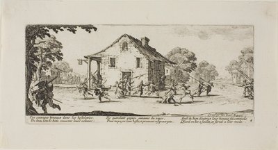 Escena de saqueo, lámina cuatro de Las miserias de la guerra de Jacques Callot
