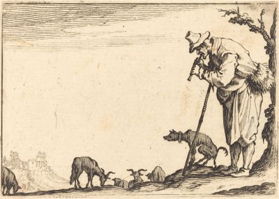 Pastor tocando la flauta de Jacques Callot
