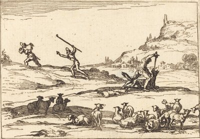 Pastores defendiendo sus rebaños de Jacques Callot