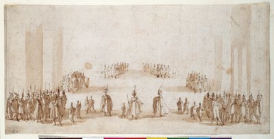 Boceto para la puesta en escena de grupos de figuras en 