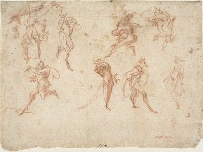 Bocetos para los Balli di Sfessania (recto) Bocetos de bailarines (verso) de Jacques Callot